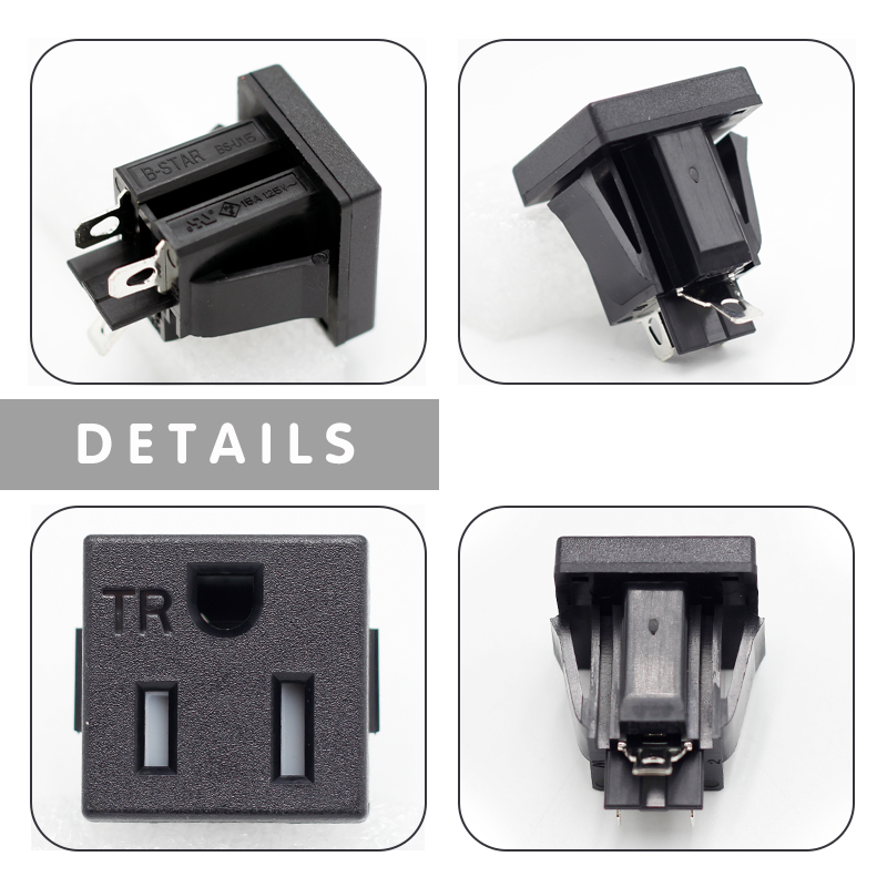 125V 15A USA NEMA Type 3 pins AC Industrial Plug AC Panel Mount Outlet Power Socket5