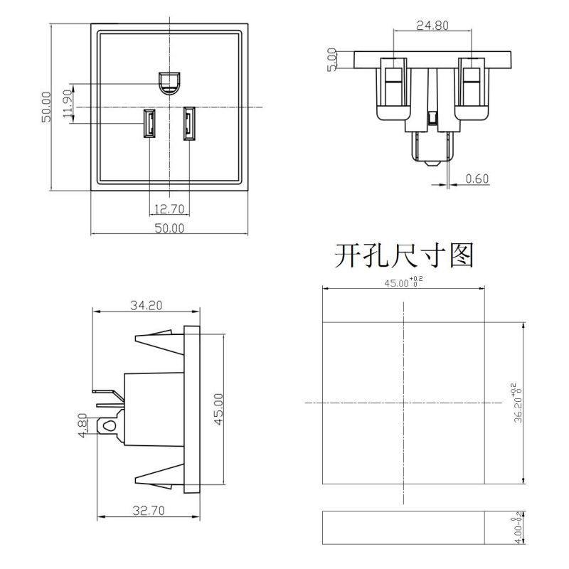 NEMA 5-15R IEC 15A 125V AC power American USA standard socket 3 PIN plug PDU socket connector