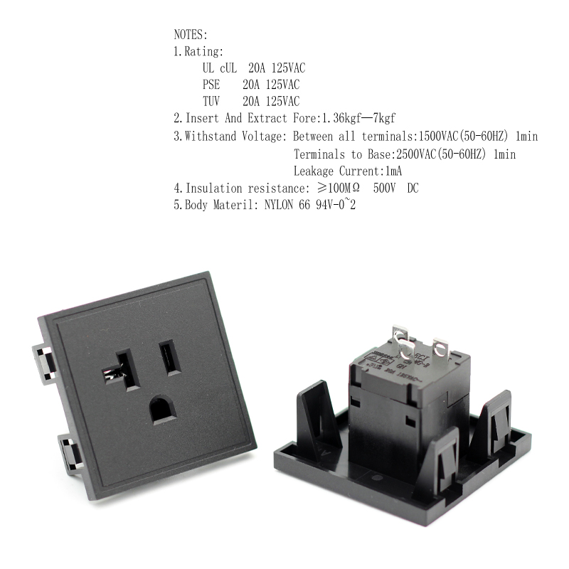 IEC 20A 250V AC power American USA standard socket 3 PIN plug PDU socket connector3