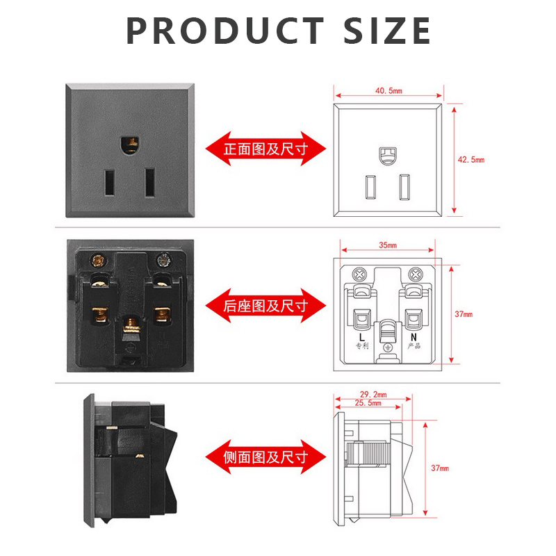 10A American US 3 Pins Power Socket power Plug Panel Mount Type Connectors Adapter for PDU Female power socket2