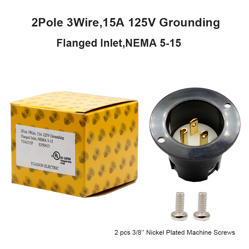 15 Amp Flanged Inlet 125V NEMA 5-15 Socket RV Shore Power Inlet2