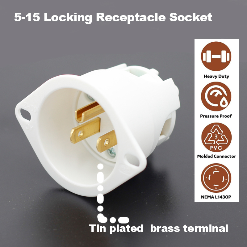 15A Generator Plug NEMA 5-15P Twist Lock 125V 3 Pin Male Industrial Grade Plug2