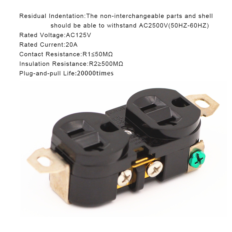 2 gang IEC 20A 250V AC power American US standard socket 3 PIN Double Female Wall Socket3