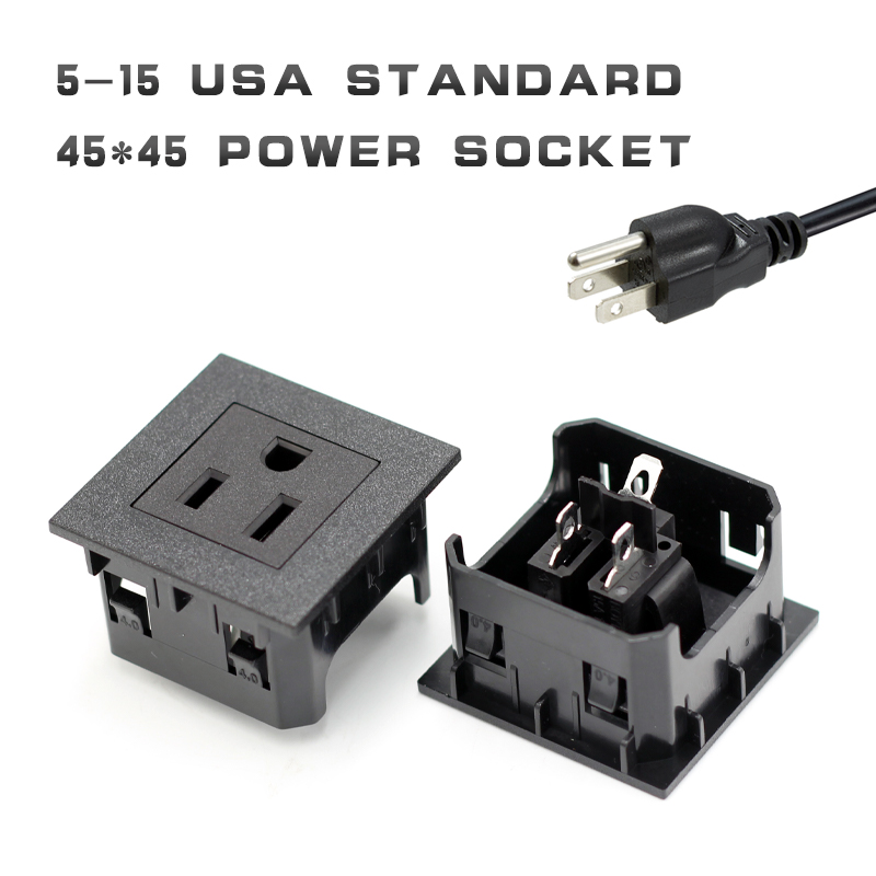 45*45 USA standard NEMA 5-15R IEC 15A 125V AC power American socket 3 PIN plug PDU socket connector3