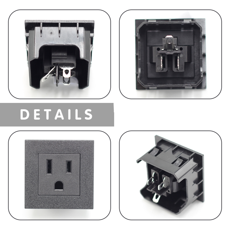 45*45 USA standard NEMA 5-15R IEC 15A 125V AC power American socket 3 PIN plug PDU socket connector4