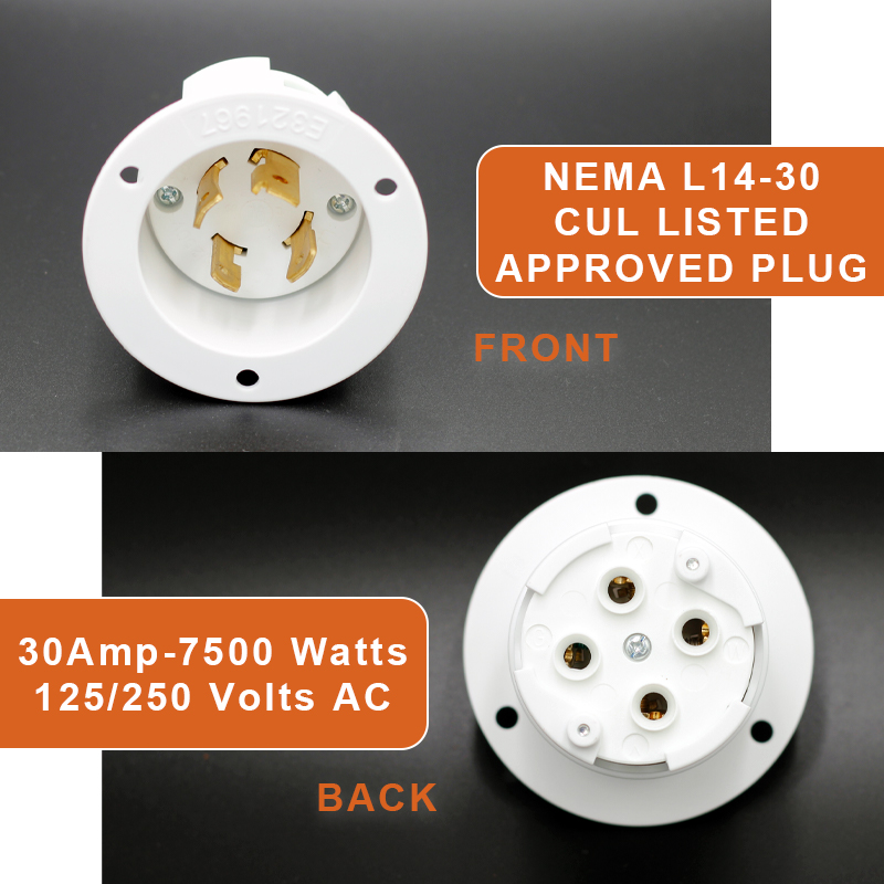 Superior Quality NEMA L14-30P Locking Inlet 4 Prong 125V Industrial Grade Flanged Inlet4