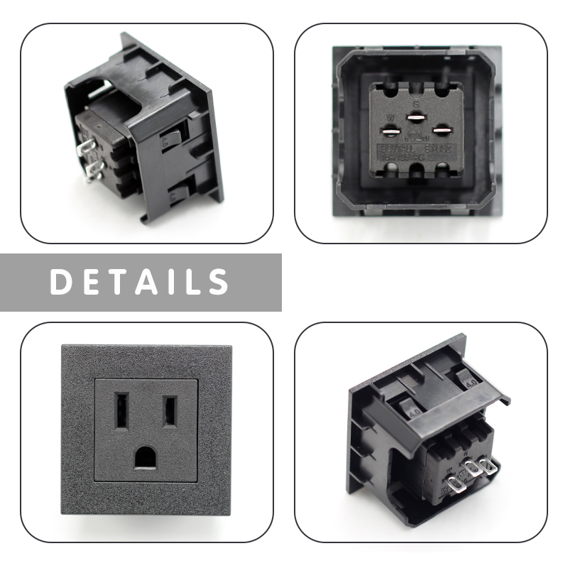 45*45 USA standard NEMA 5-15R IEC 15A 125V AC power American socket 3 PIN plug PDU socket connector with certification4