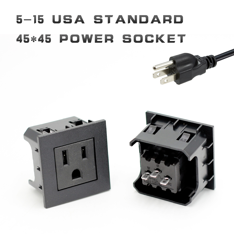 45*45 USA standard NEMA 5-15R IEC 15A 125V AC power American socket 3 PIN plug PDU socket connector with certification2