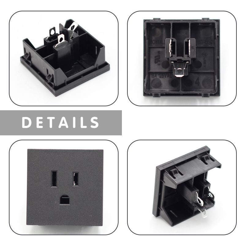 45*45 USA standard NEMA 5-15R IEC 15A 125V AC power American socket 3 PIN plug PDU socket connector5