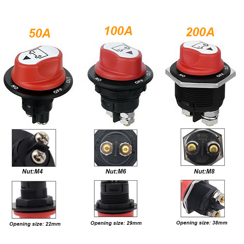 50V 50A 100A 200A Battery Switch Waterproof Master Isolator Dual Battery Disconnect Switch for Boat4