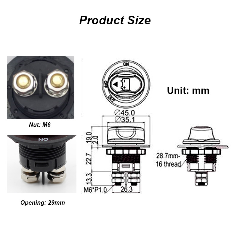 50V 50A 100A 200A Battery Switch Waterproof Master Isolator Dual Battery Disconnect Switch for Boat
